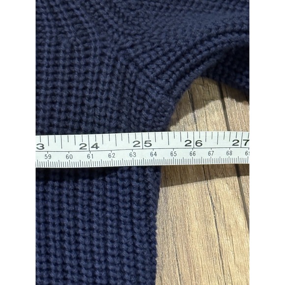 L.L. Bean Men's Navy Blue Shawl Collar Heavyweight Knit Cotton Sweater Size L - Picture 12 of 13